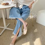 サイドスリットワイドデニムパンツ ゴムウエスト ゆれ感 | PREMIUM K | 詳細画像4 