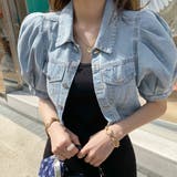 バルーン袖のクロップドデニムジャケット パフスリーブ アウター | PREMIUM K | 詳細画像5