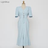 フェミニンデニムワンピース Vネック パフスリーブ | PREMIUM K | 詳細画像1 