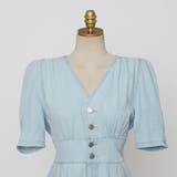 フェミニンデニムワンピース Vネック パフスリーブ | PREMIUM K | 詳細画像13 