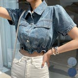 LightBlue | フリルバンディングデニムジャケット クロップド丈 ペプラムヘム | PREMIUM K