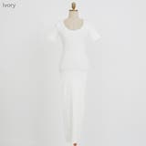 Ivory | ワイドUネックリブロングワンピース バックスリット ミディ丈 | PREMIUM K