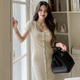 フロントボタンスリムワンピース ロングワンピース センタースリット | PREMIUM K | 詳細画像2 