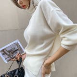 バッククロップドリボンニット タートルネック イレギュラーヘム | PREMIUM K | 詳細画像4