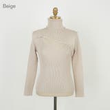 Beige | バストオープンハイネックニット スリムフィット ドッキング風 | PREMIUM K