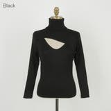 Black | バストオープンハイネックニット スリムフィット ドッキング風 | PREMIUM K