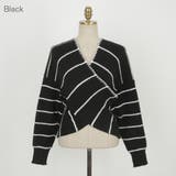 オフショルダーストライプニット クロップド丈 カシュクール | PREMIUM K | 詳細画像1