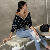オフショルダーストライプニット クロップド丈 カシュクール | PREMIUM K | 詳細画像2