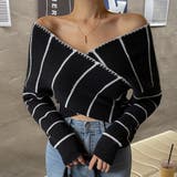 オフショルダーストライプニット クロップド丈 カシュクール | PREMIUM K | 詳細画像6