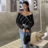 オフショルダーストライプニット クロップド丈 カシュクール | PREMIUM K | 詳細画像7