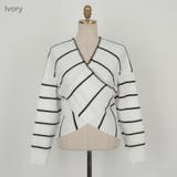 Ivory | オフショルダーストライプニット クロップド丈 カシュクール | PREMIUM K