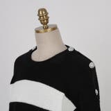 ボタンオープンボーダーニット オフショルダー ルーズフィット | PREMIUM K | 詳細画像13