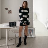ボタンオープンボーダーニット オフショルダー ルーズフィット | PREMIUM K | 詳細画像2