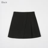 Black | Aスリットミニスカート ラップテイスト ウールミックス | PREMIUM K