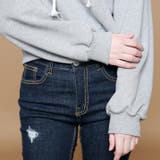 ダメージスリムストレートジーンズ デニム 裾切りっぱなし | PREMIUM K | 詳細画像11 