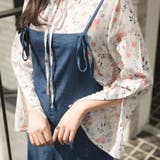 Ivory | スラッシュドスリーブフラワーブラウス リボンタイ 袖スリットでルーズ感ゆれ感を演出 | PREMIUM K