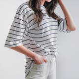 ルーズフィットストライプTシャツ 半袖 ドロップショルダー | PREMIUM K | 詳細画像2 