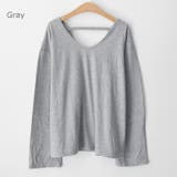 Gray | ゆるディープVネックロングTシャツ バックシャン 背中みせ | PREMIUM K