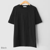 Black | デイリーレイヤードTシャツ サイドスリット ラウンドネック | PREMIUM K