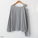 Gray | ワンショルダービビッドロングTシャツ オフショルダー デコルテ | PREMIUM K