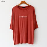 Brick | PISTACIO刺繍ロゴTシャツ バイカラー ドロップショルダー | PREMIUM K