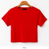 Red | ミニマムクロップドTシャツ おなか見せ へそ出し | PREMIUM K
