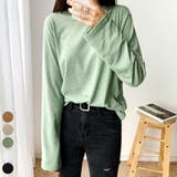 OliveKhaki | リネンミックスロングTシャツ 長袖 ドロップショルダー | PREMIUM K