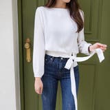 ほんのりストライプのリボンブラウス アシメ ウエストマーク | PREMIUM K | 詳細画像3 