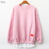 Pink | Tシャツ重ね着風トレーナー 裏起毛 スウェット | PREMIUM K