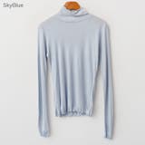 SkyBlue | ウェーブエッジハイネックTシャツ 長袖 スリムフィット | PREMIUM K