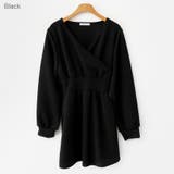 Black | ハイウエストラップミニワンピース カシュクール Vネック | PREMIUM K