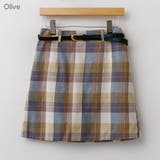 Olive | カラフルチェックパンツスカート ミニスカート ベルト付き | PREMIUM K