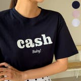 Navy | cashレタリングTシャツ ロゴT 半袖 | PREMIUM K