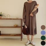 ChocoBrown | オーバーサイズコットンワンピース 長袖 ドロップショルダー | PREMIUM K