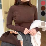 Brown | やわらかタートルネックTシャツ ハイネック 長袖 | PREMIUM K