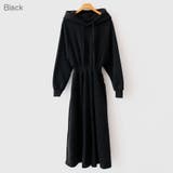 Black | 裏起毛スウェットマキシワンピース ロングワンピース 長袖 | PREMIUM K
