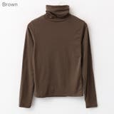 Brown | ほんのり裏起毛のハイネック タートルネック ロングTシャツ | PREMIUM K