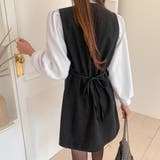 バイカラーリボンワンピース パフスリーブ 重ね着風 | PREMIUM K | 詳細画像5