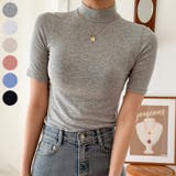 Gray | やわらかハイネックTシャツ 半袖 スリムフィット | PREMIUM K