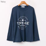 Navy | VINTAGEレタリングロングTシャツ ロンT ヴィンテージテイスト | PREMIUM K