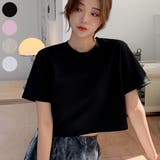 Black | コットンクロップドTシャツ 半袖 ドロップショルダー | PREMIUM K