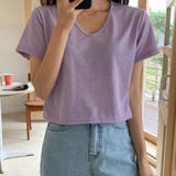 リネンミックスクロップドTシャツ 半袖 ゆるVネック | PREMIUM K | 詳細画像4 