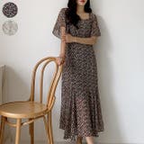 Black | ウイングスリーブワンピース ロングワンピース 花柄 | PREMIUM K
