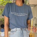 Blue | RepeatレタリングTシャツ レーヨンミックス 半袖 | PREMIUM K