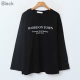 Black | HARRISONレタリングTシャツ ロングTシャツ ロゴT | PREMIUM K