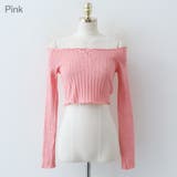 Pink | クロップドオフショルダーニット スリムフィット リブニット | PREMIUM K