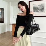 クロップドオフショルダーニット スリムフィット リブニット | PREMIUM K | 詳細画像4