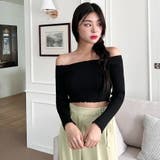 クロップドオフショルダーニット スリムフィット リブニット | PREMIUM K | 詳細画像7