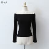 Black | オフショルダーロングTシャツ スリムフィット 長袖 | PREMIUM K