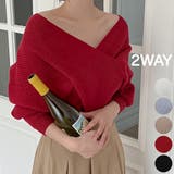 Red | 2WAYカシュクールニット オフショルダー イレギュラーヘム | PREMIUM K